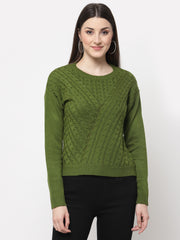 Olive Green Cable Knit Pullover