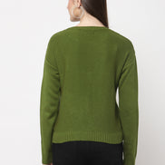 Olive Green Cable Knit Pullover
