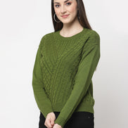 Olive Green Cable Knit Pullover