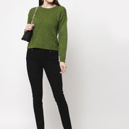 Olive Green Cable Knit Pullover