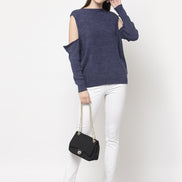 Blue Solid Drop Shoulder Pullover