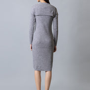 Grey Melange Round Neck Dress