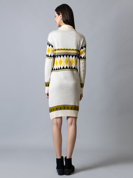 White High Neck Dress