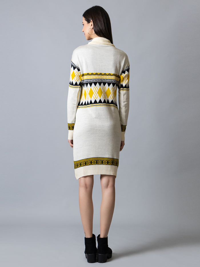 White High Neck Dress
