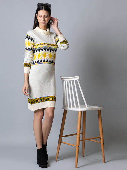 White High Neck Dress