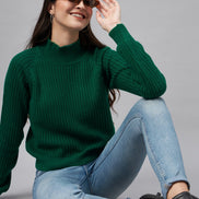 Green High Neck Sweater