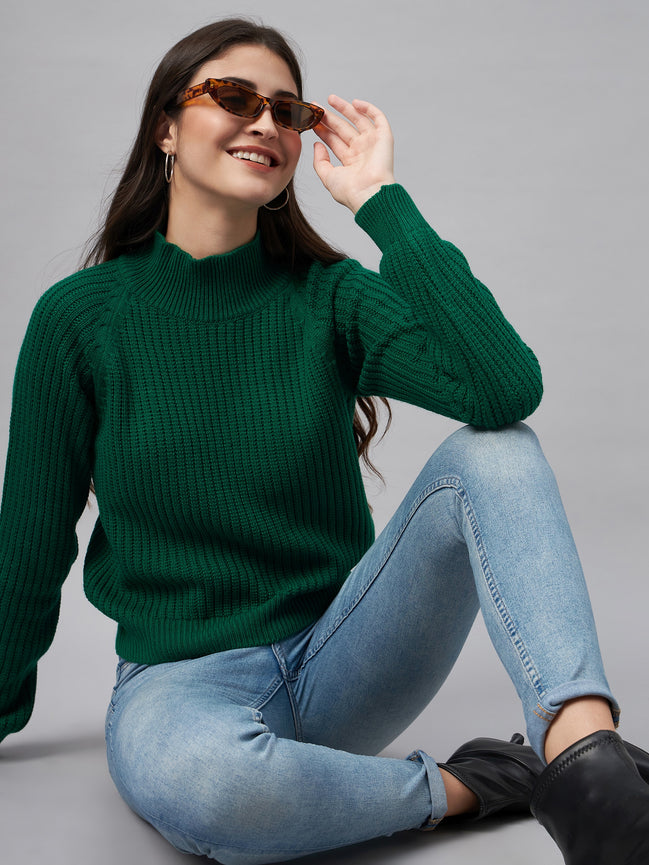 Green High Neck Sweater