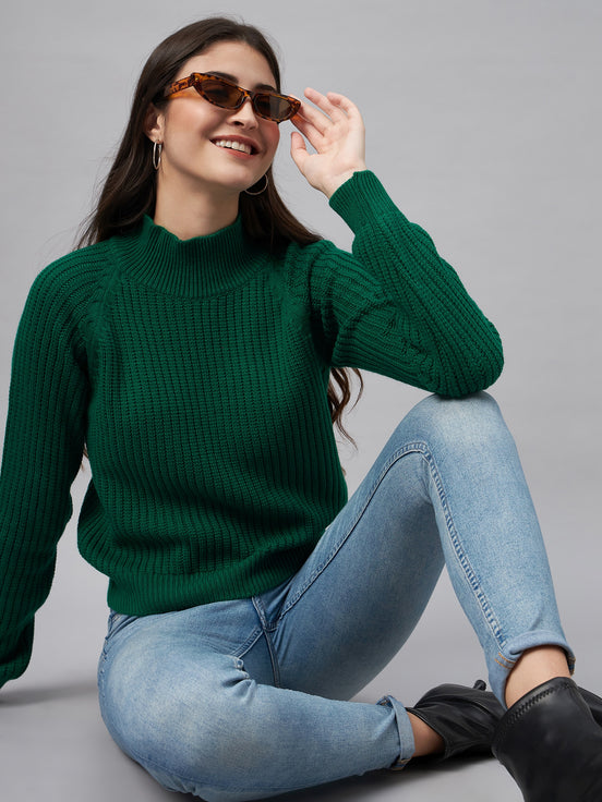 Green High Neck Sweater