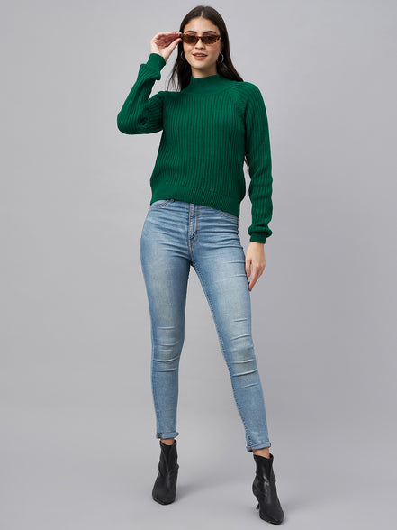 Green High Neck Sweater