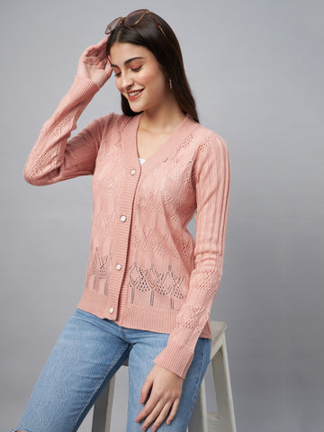 Peach Front Open Cardigan