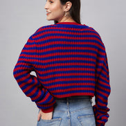 Red Striped Round Neck Sweater
