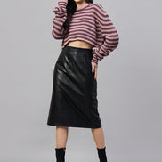 Pink Striped Round Neck Sweater