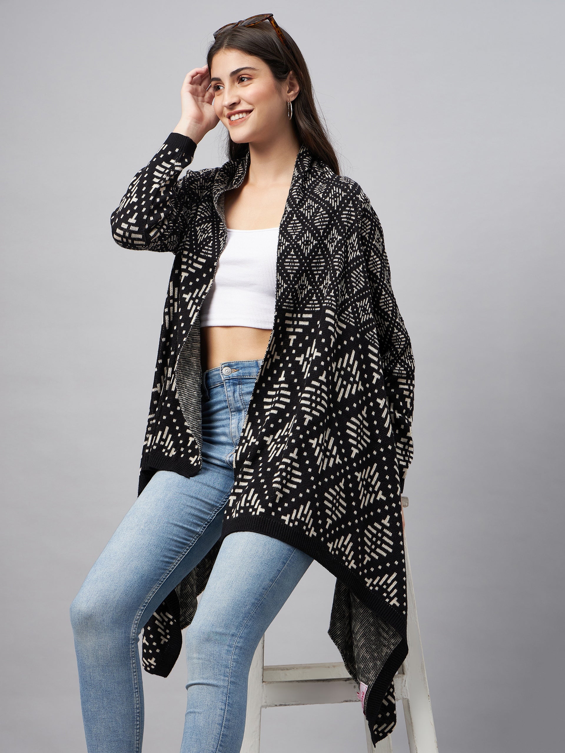 Black Front Open Shrug
