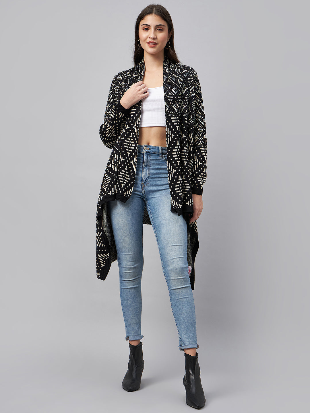 Black Front Open Shrug
