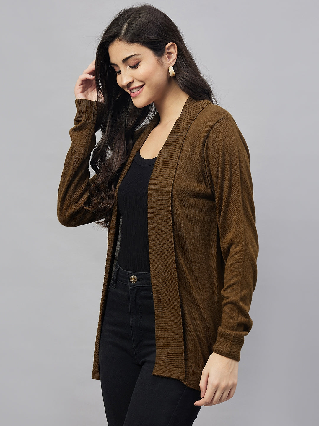 Dark Olive Front Open Shrug