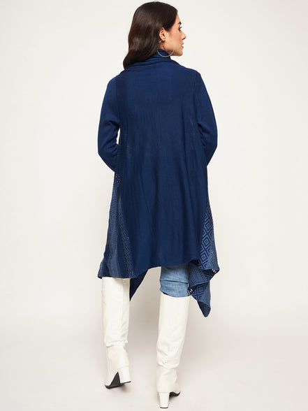 Blue Colorblocked Shrug
