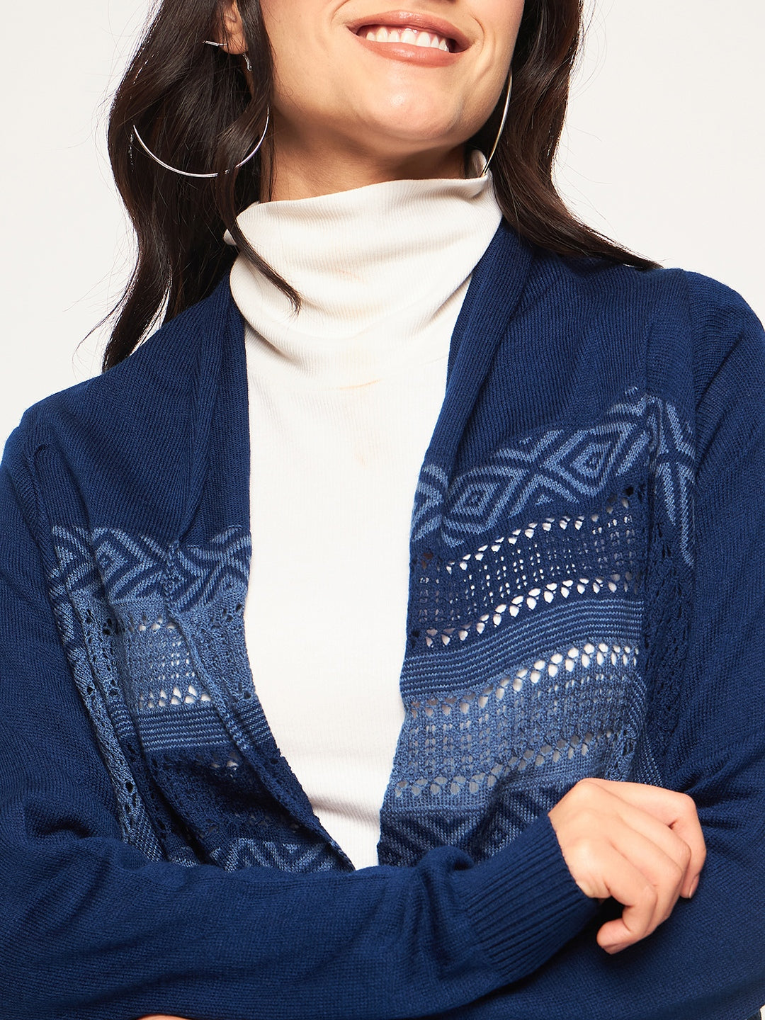 Blue Colorblocked Shrug