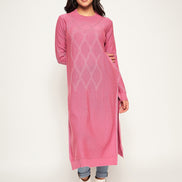 Pink Self Design Long Kurti
