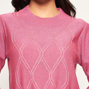 Pink Self Design Long Kurti