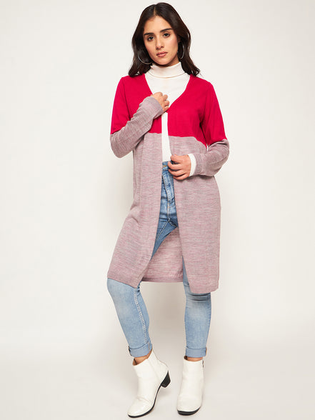 Pink Colorblocked Shrug