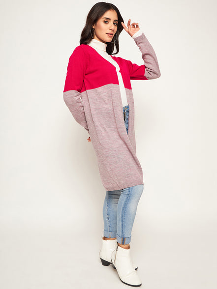 Pink Colorblocked Shrug