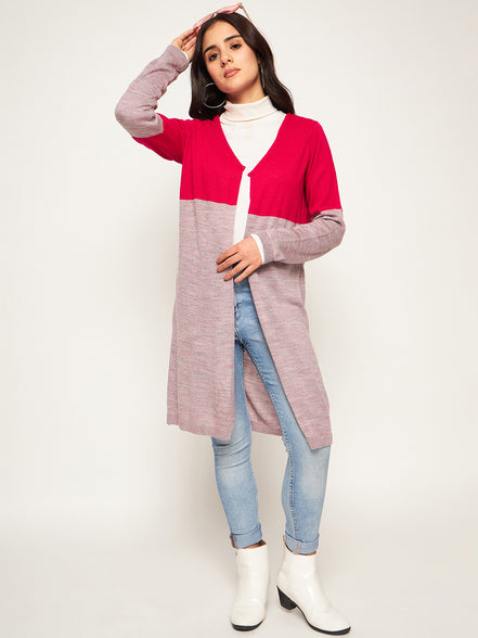 Pink Colorblocked Shrug
