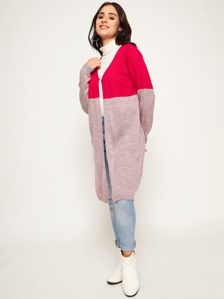 Pink Colorblocked Shrug