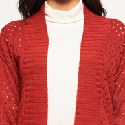 Orange   Self Design Shrug
