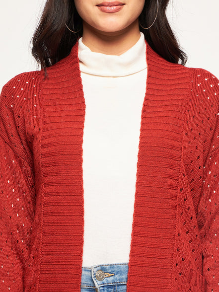 Orange   Self Design Shrug