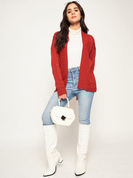Orange   Self Design Shrug