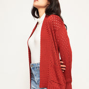 Orange   Self Design Shrug