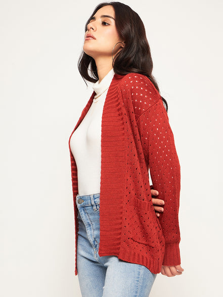 Orange   Self Design Shrug