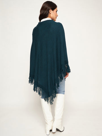 Blue Embroidered Poncho