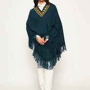 Blue Embroidered Poncho