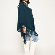 Blue Embroidered Poncho