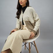 Off White Colorblocked Cardigan