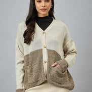 Off White Colorblocked Cardigan
