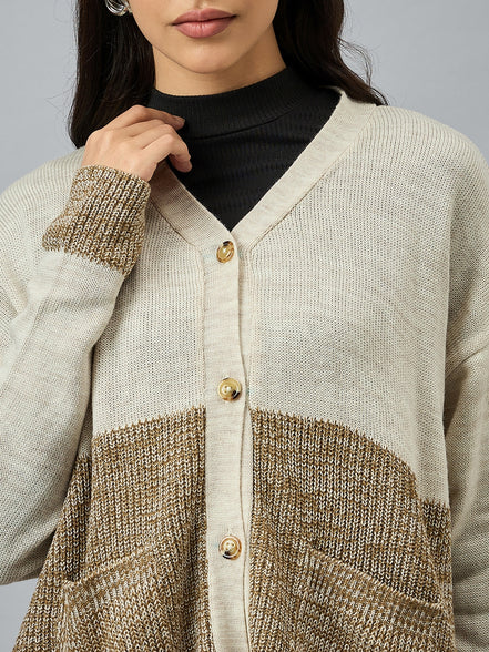 Off White Colorblocked Cardigan