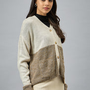 Off White Colorblocked Cardigan