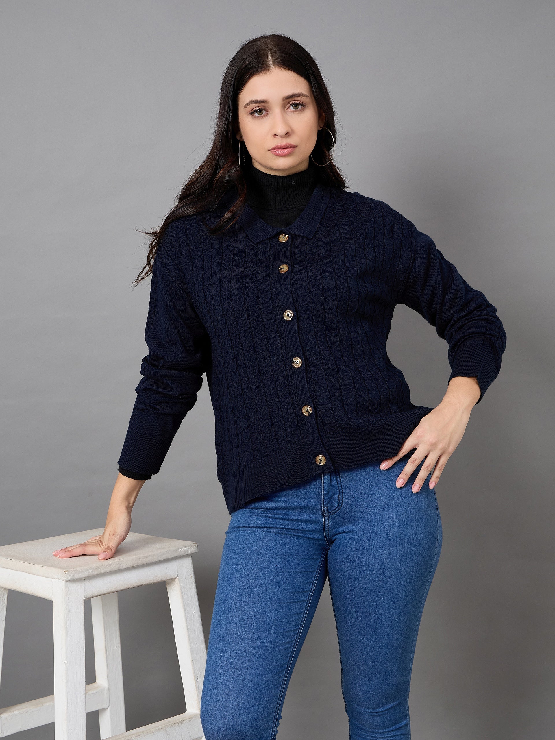 Off White Collared Neck Sweater