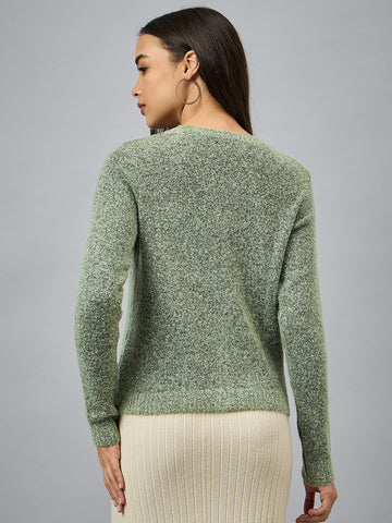 Green Round Neck Cardigan