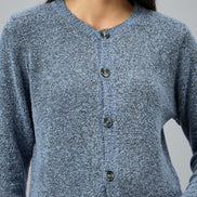 Blue Round Neck Cardigan