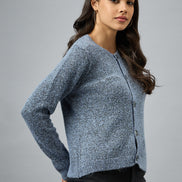 Blue Round Neck Cardigan