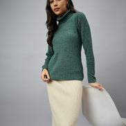 Green Solid Sweater