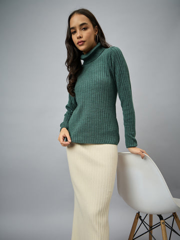 Green Solid Sweater