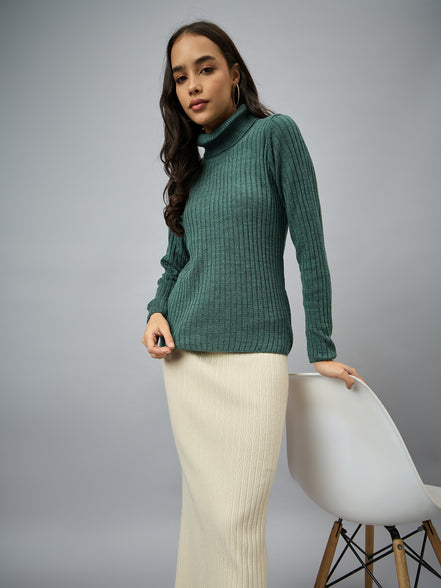 Green Solid Sweater