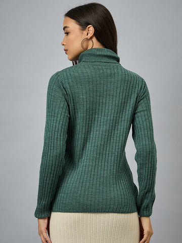 Green Solid Sweater