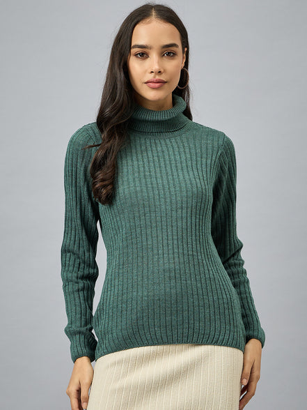 Green Solid Sweater