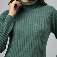 Green Solid Sweater