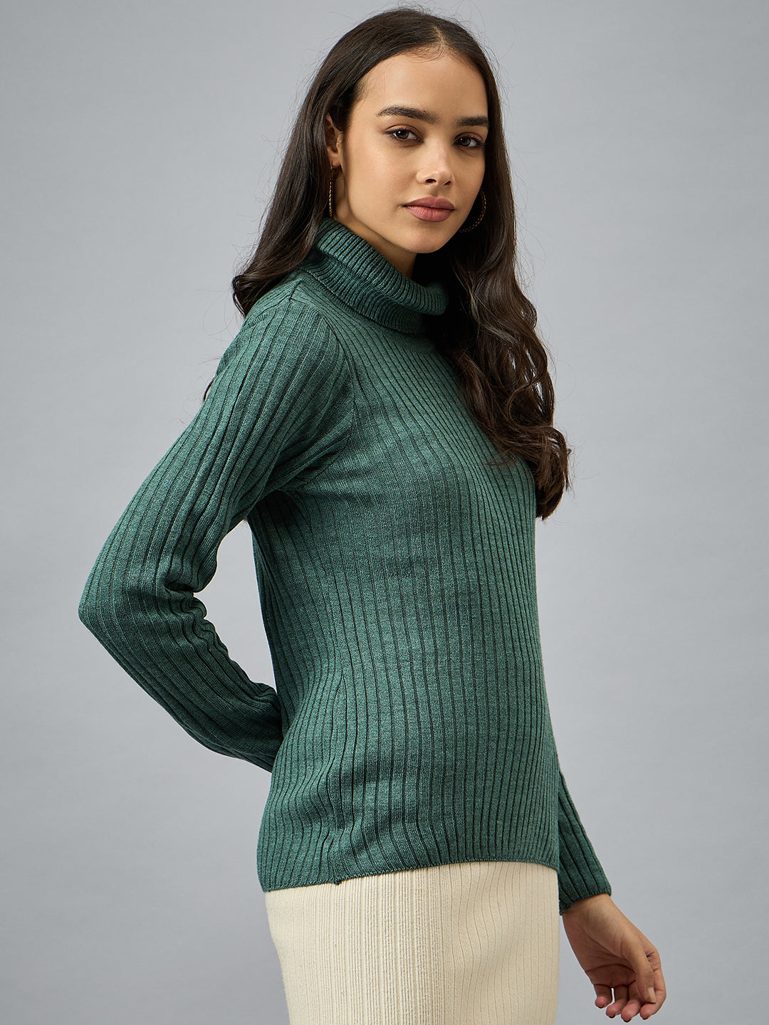 Green Solid Sweater